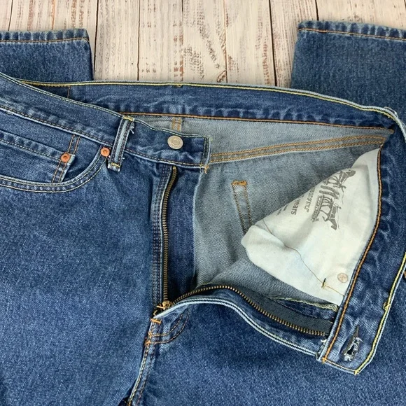 Levis "505" boot cut blue jeans sz 35 x 30 - Picture 3 of 15